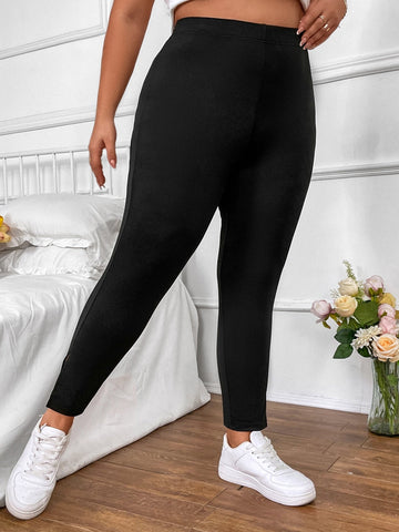 Taglie Forti Leggings monocolore vita alta